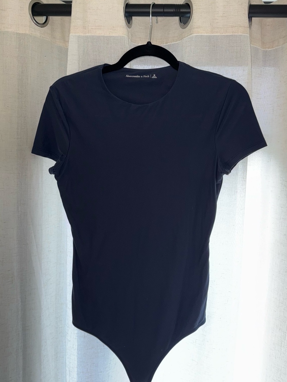 Abercrombie & Fitch Black Short-Sleeve Crewneck Bodysuit